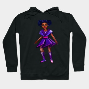 Anime girl with two puffs. Black afro anime girl in purple from outer space ! beautiful  black girl with Braided hair, blue eyes, Cherry pink lips and dark brown skin. Hair love ! Hoodie